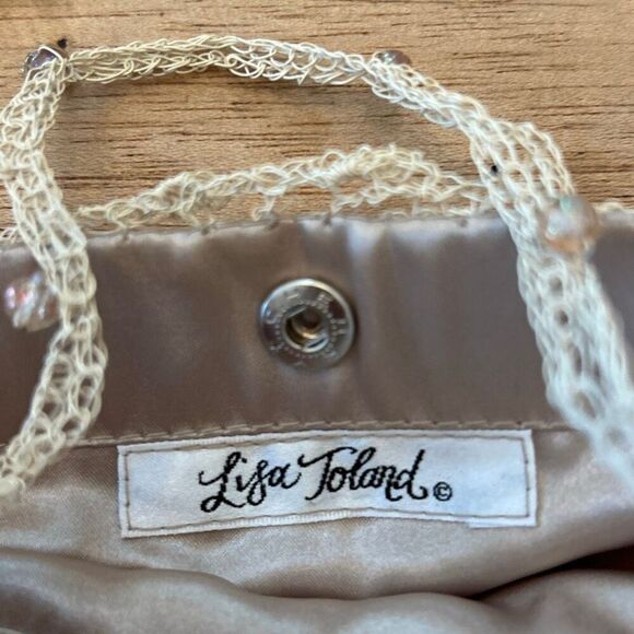 Vintage Lisa Toland Handmade crochet beige beaded purse, gorgeous, dainty Evenin - Picture 3 of 6